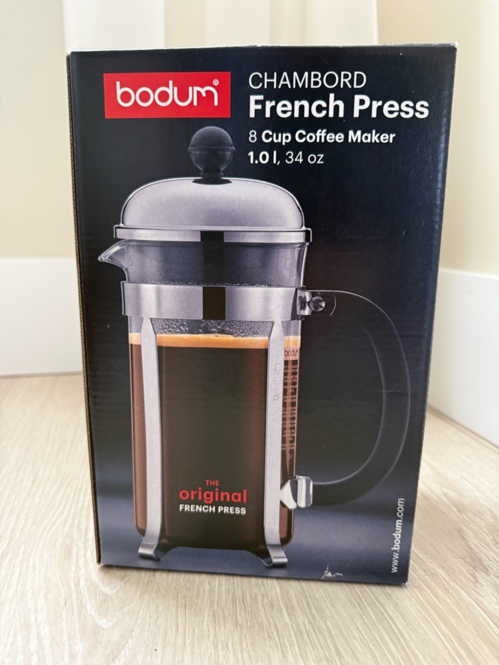 Bodum Chambord French Press Coffee Maker - Black & Stainless NWT